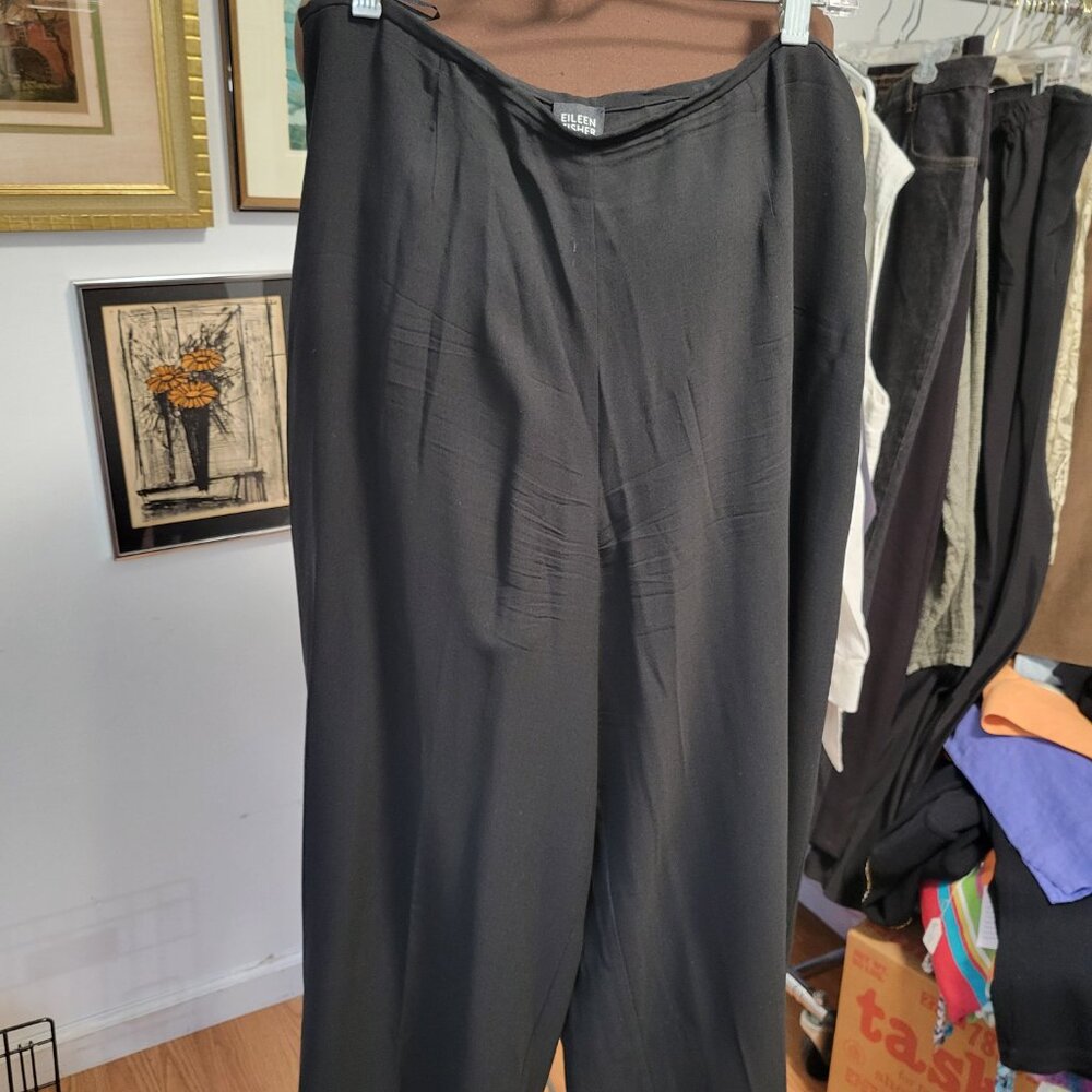 Eileen Fisher Black Silk Palazzo Pants Size L - Picture 2 of 5